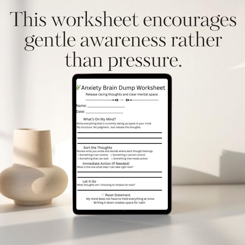 Anxiety Brain Dump Worksheet Printable | Overthinking Worksheet PDF ...
