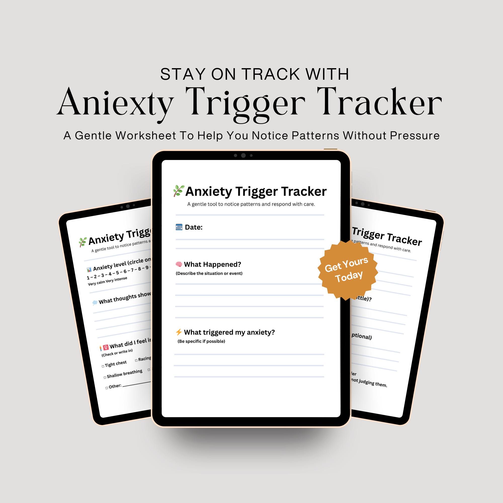 Anxiety Trigger Tracker Printable | Anxiety Worksheet PDF | Mental ...