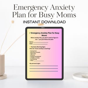 Plan de emergencia para la ansiedad para mamás ocupadas (imprimible) / Ayuda para mamás en caso de ataque de pánico / Guía rápida para calmarse / Hoja de trabajo para afrontar la ansiedad (PDF)