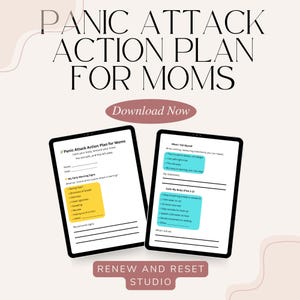 Handlingsplan för panikattacker för utskrivbara mammor | Arbetsblad för ångesthantering | Hjälp med panikattacker | Verktyg för ångest hos överväldigade mammor | Psykisk hälsa