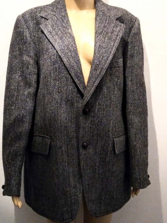 Veste Blazer Vintage Harris Tweed 100% Laine - Années 80 - Taille L - Occasion Très Bon état
