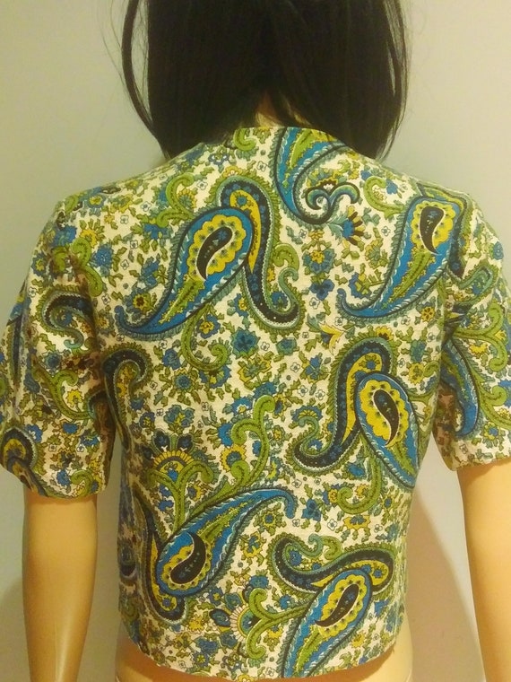 Mod 1960s Paisley Top/Jacket - XS - image 4