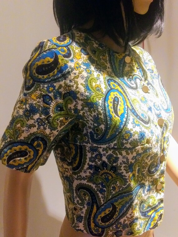 Mod 1960s Paisley Top/Jacket - XS - image 7