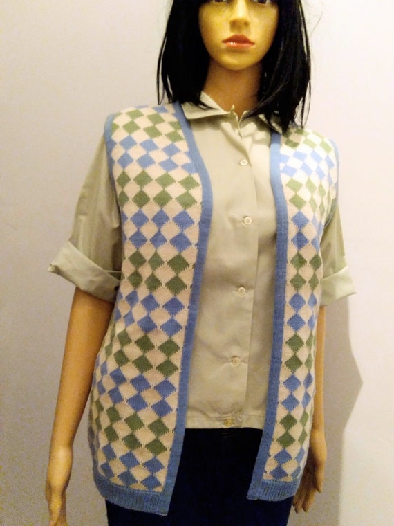 60's Diamond Pattern Wool Sweater Vest