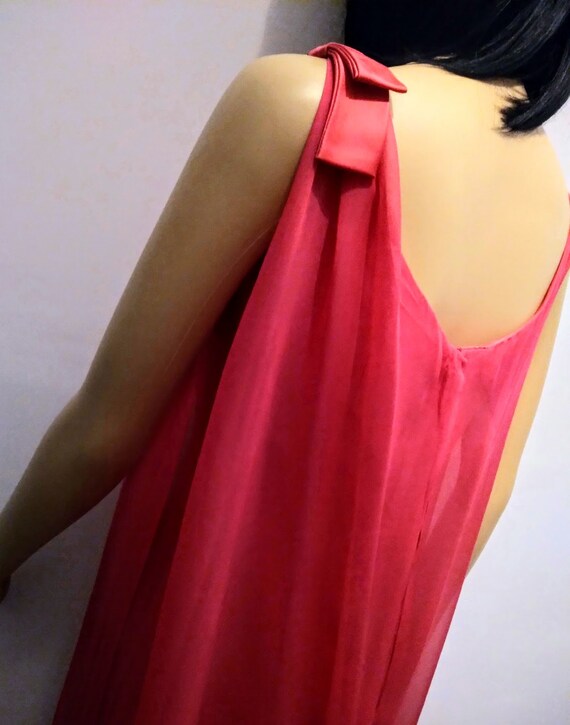 Vintage 60s Red Chiffon Cocktail Dress - image 4