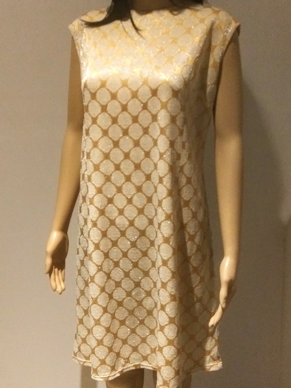 Mod 60s Shimmery Gold Tent Dress