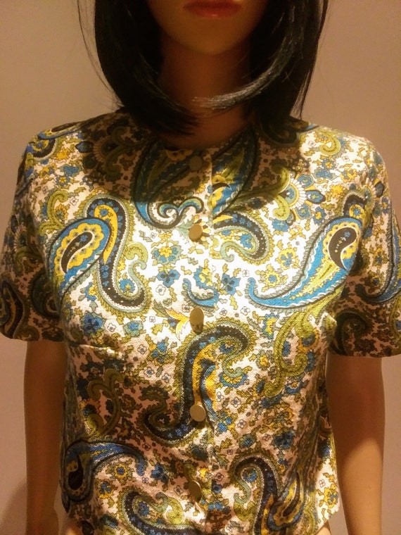 Mod 1960s Paisley Top/Jacket - XS