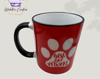 Red "Best Cat Mom" Mug 11 Ounce Mug