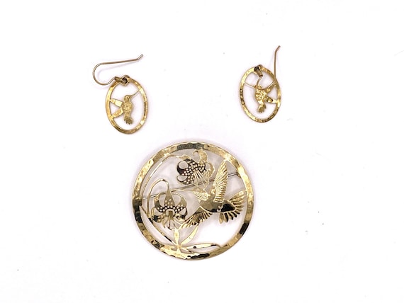 Wild Byrde hummingbird brooch and earrings