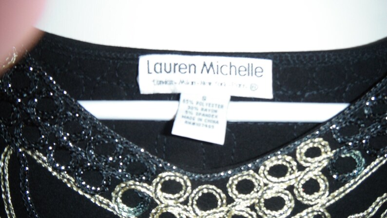 Vintage SEQUIN Black /& Gold Knit Top Small 34 .bell sleeves.Bell Sleeves Tunic Top Avant Garde Bust 34 V Neck