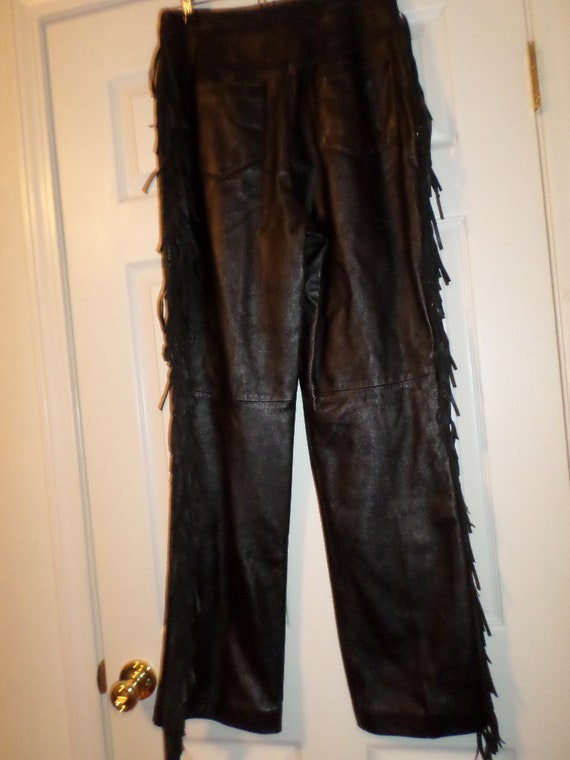 Escada Leather Pants Fringe 80s - Etsy
