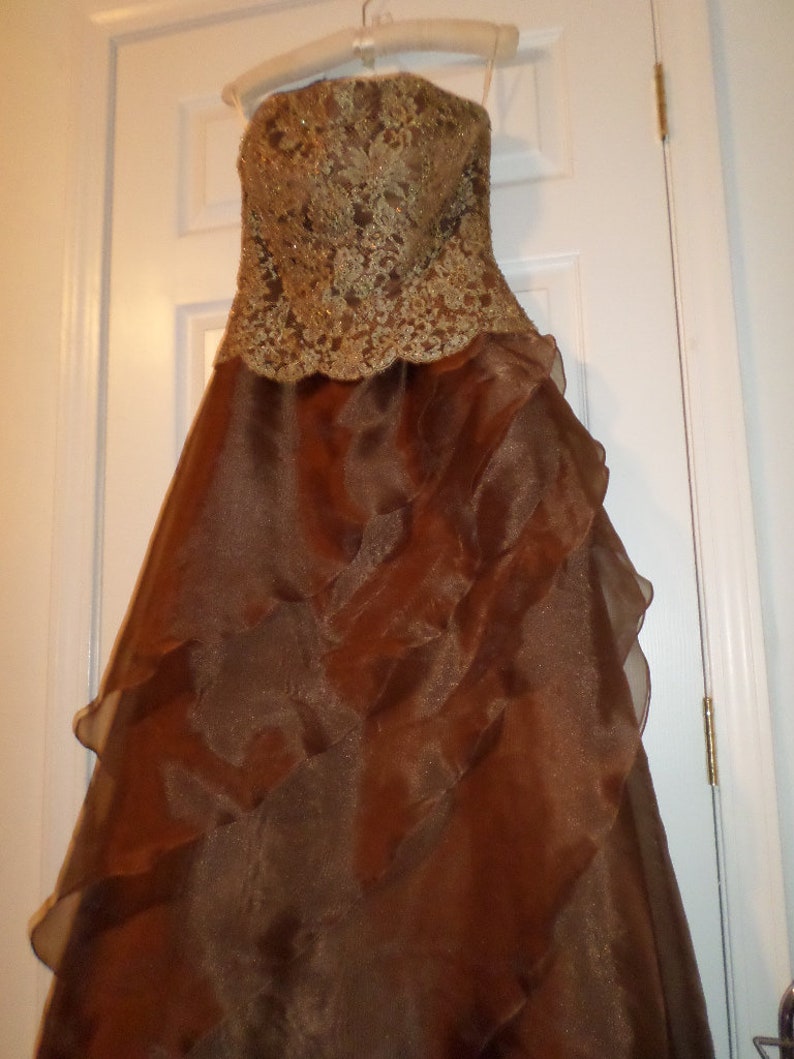 bronze prom dress