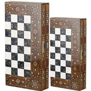 Juego de backgammon de lujo de madera maciza con tablero de mosaico, fabricado en Turquía - Regalo de lujo de 40 cm