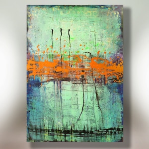 Art Painting Canvas painting ORIGINAL  ABSTRACT  PAINTING on canvas  Orange Interruption 36''x24'' and 48"×36" Acrylic on Canvas