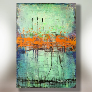 Art Painting on Canvas  ORIGINAL  ABSTRACT  PAINTING on canvas  Orange Interruption 36&#39;&#39;x24&#39;&#39; and 48&quot;×36&quot; Acrylic on Canvas.