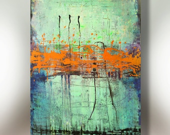 Art Painting on Canvas  ORIGINAL  ABSTRACT  PAINTING on canvas  Orange Interruption 36''x24'' and 48"×36" Acrylic on Canvas.
