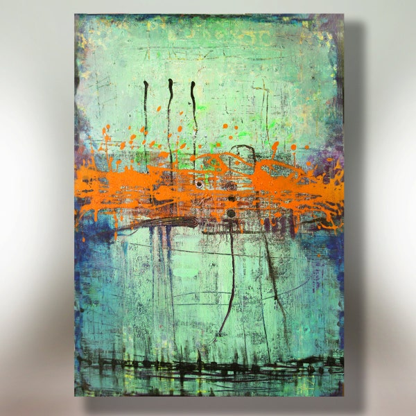 Art Painting Canvas painting ORIGINAL  ABSTRACT  PAINTING on canvas  Orange Interruption 36''x24'' and 48"×36" Acrylic on Canvas