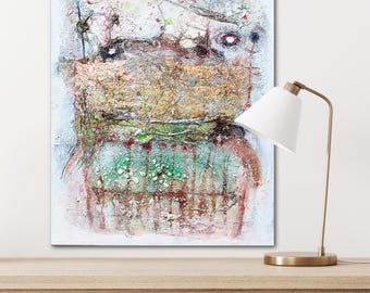 Art Painting on Canvas ORIGINAL  ABSTRACT  PAINTING Painting for Nursery Living Office Room 20''x16'' Sentimental Painting Gift painting