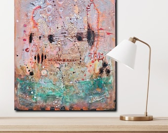 Dreamy Original Abstract Painting on Canvas, Modern Art  Wall Decor with  Textured Golden Accents, Pastel Tones Artwork, Perfect Art Gift