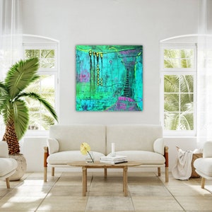 Abstract Painting Original Abstract Art Turquoise Canvas Art Acrylic Painting Canvas Painting Modern Art Original Artwork Abstract Wall Art image 10