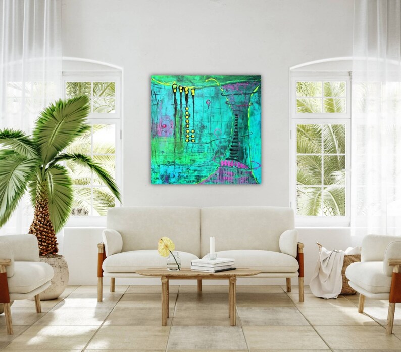 Abstract Painting Original Abstract Art Turquoise Canvas Art Acrylic Painting Canvas Painting Modern Art Original Artwork Abstract Wall Art image 10