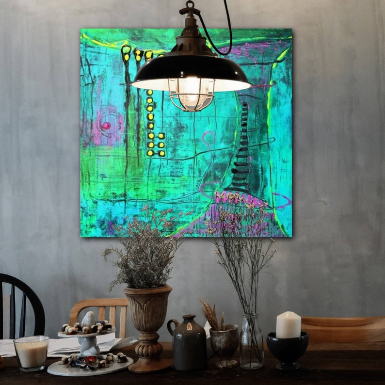 Abstract Painting Original Abstract Art Turquoise Canvas Art Acrylic Painting Canvas Painting Modern Art Original Artwork Abstract Wall Art image 9