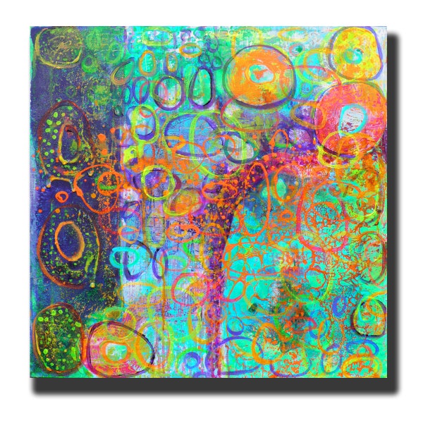 Art Painting Canvas painting ORIGINAL  ABSTRACT  PAINTING on canvas  Emerald World 24''x24'' Acrylic on Canvas