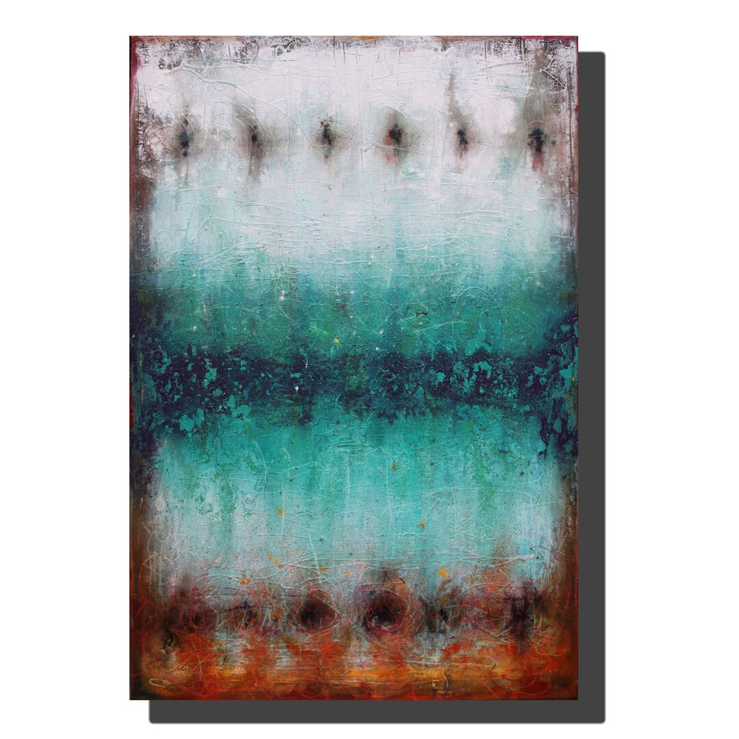 Original Abstract Painting Canvas Art Teal Abstract Acrylic Painting ...