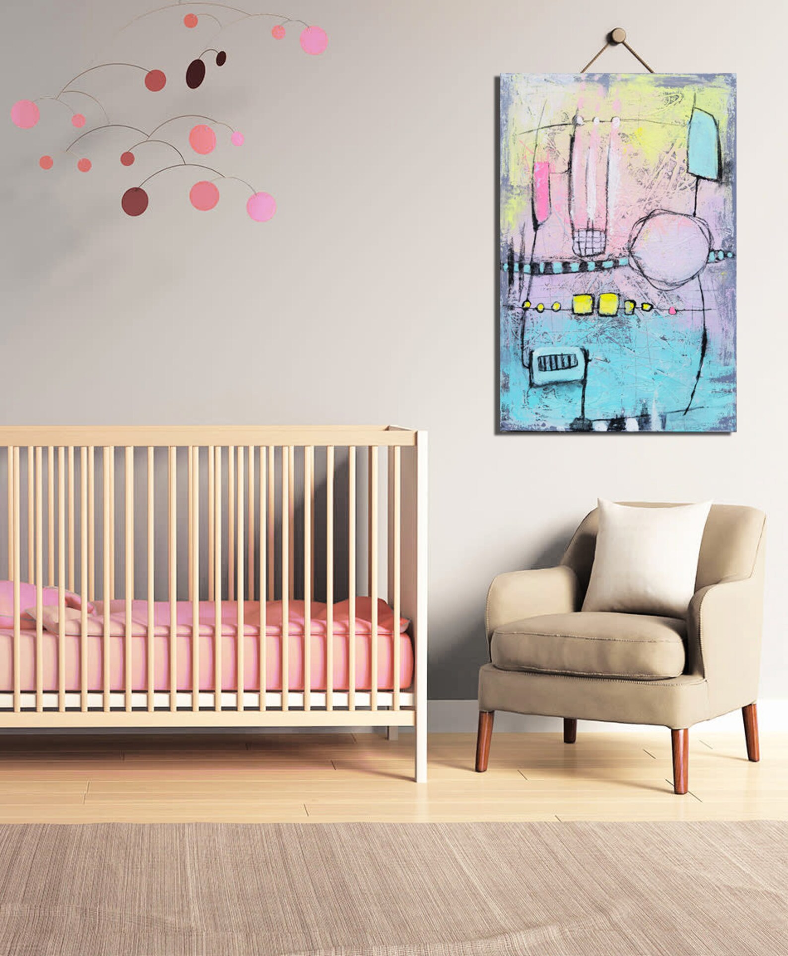 Abstract Painting Nursery Painting Canvas Painting ORIGINAL Etsy