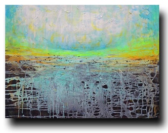 Abstract Painting Acrylic Canvas painting Original painting Turquoise painting Blue painting Yellow painting Moder art Abstract artwork