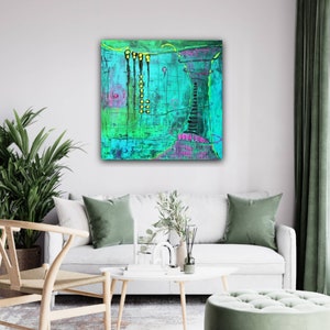 Abstract Painting Original Abstract Art Turquoise Canvas Art Acrylic Painting Canvas Painting Modern Art Original Artwork Abstract Wall Art image 1