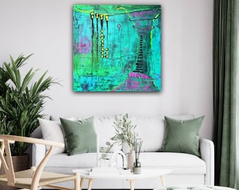 Abstract Painting Original Abstract Art Turquoise Canvas Art Acrylic Painting Canvas Painting Modern Art Original Artwork Abstract Wall Art