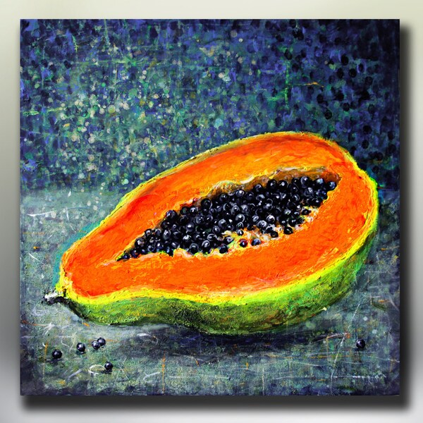 Art Painting  Abstract Acrylic Original PAPAYA 18x18