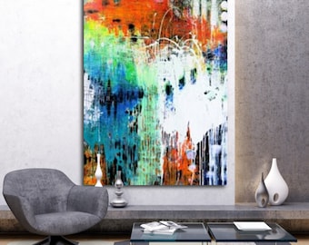 Large Abstract Painting Original Abstract Painting Canvas Painting Acrylic Painting Living Room Wall Art Vertical painting Coloful Painting