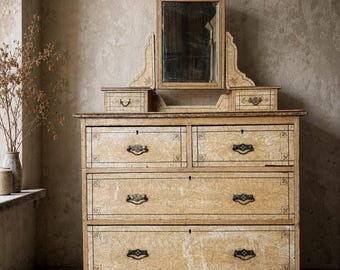 Antique Victorian Pine Dressing Table Chest of Drawers by P. Penn & Co Original Paint