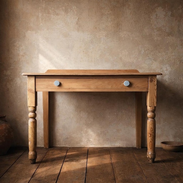 Antique Victorian Pine Console Hall Table Desk 19th Century