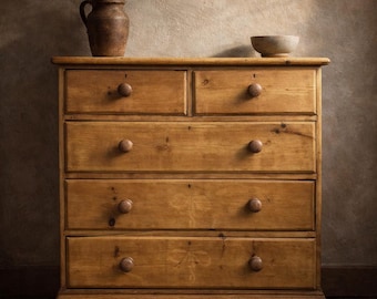 Antique Victorian Pine Chest of Drawers, Two over Three 19th Century