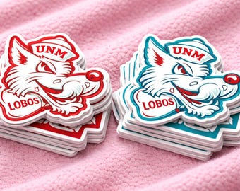 Pegatina de la mascota de los UNM Lobos / Calcomanía de vinilo retro de la Universidad de Nuevo México (inspirada en la camiseta turquesa)