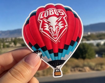 Lobos Hot Air Balloon Sticker | New Mexico Balloon Fiesta Seasonal Sticker | Waterproof Vinyl Decal | Lobo Fan Sticker
