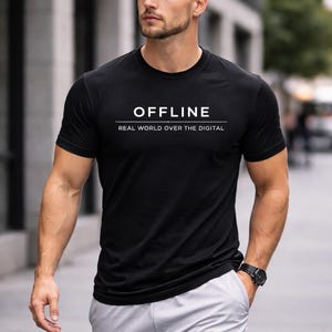 OFFLINE text tee | Minimalist Graphic Tee, Internet Detox Shirt