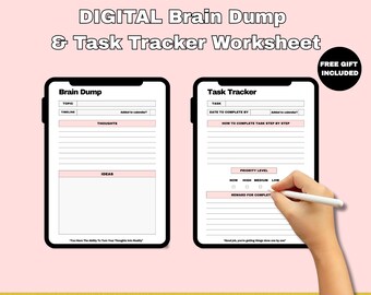 ADHD Digital Brain Dump 2026: Executive Function, Thought Organizer, To-Do List, Task Tracker & Productivity Editable (Pink)