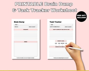 ADHD Printable Brain Dump 2026: Executive Function, Thought Organizer, To-Do List, Task Tracker & Productivity (Pink)