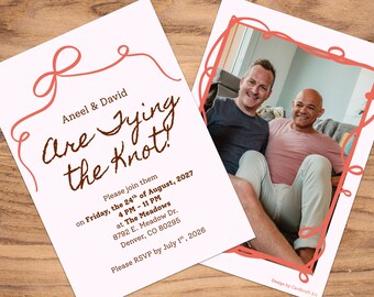 Tie the Knot Themed Wedding Invitation (Canva Template)