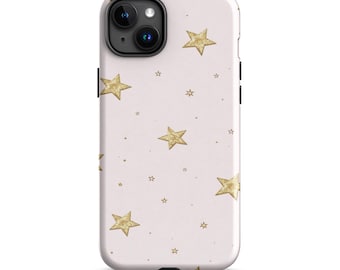 Pink and Gold Star iPhone Tough Case | Celestial Star Pattern | Elara