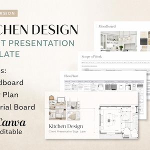 Plantilla de presentación para clientes de diseño de interiores de cocina (Canva) imagen 1