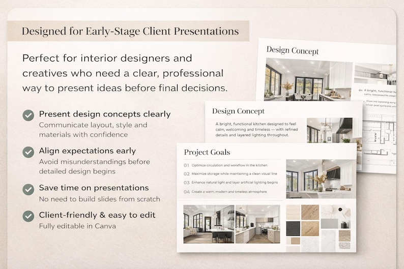 Plantilla de presentación para clientes de diseño de interiores de cocina (Canva) imagen 2