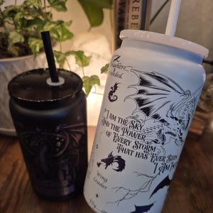 Fourth Wing - Basgiath War College Inspired - Stainless Steel 16 oz. Powder coated PURPLE OMBRE Plated Engraved Tumbler - Black/White image 6