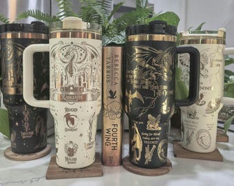 Fourth Wing - Basgiath College Inspired - 40 oz COPPER or GOLD Plated Stainless Steel Custom Engraved Tumbler
