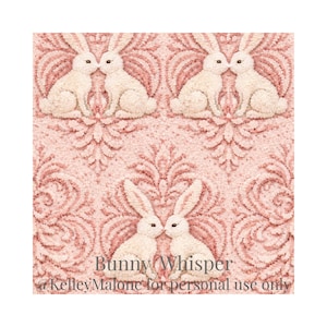 Bunny Whisper Damask Latch Hook Pattern PDF – Heirloom Nursery Rug, Intermediate Paint-by-Number Design