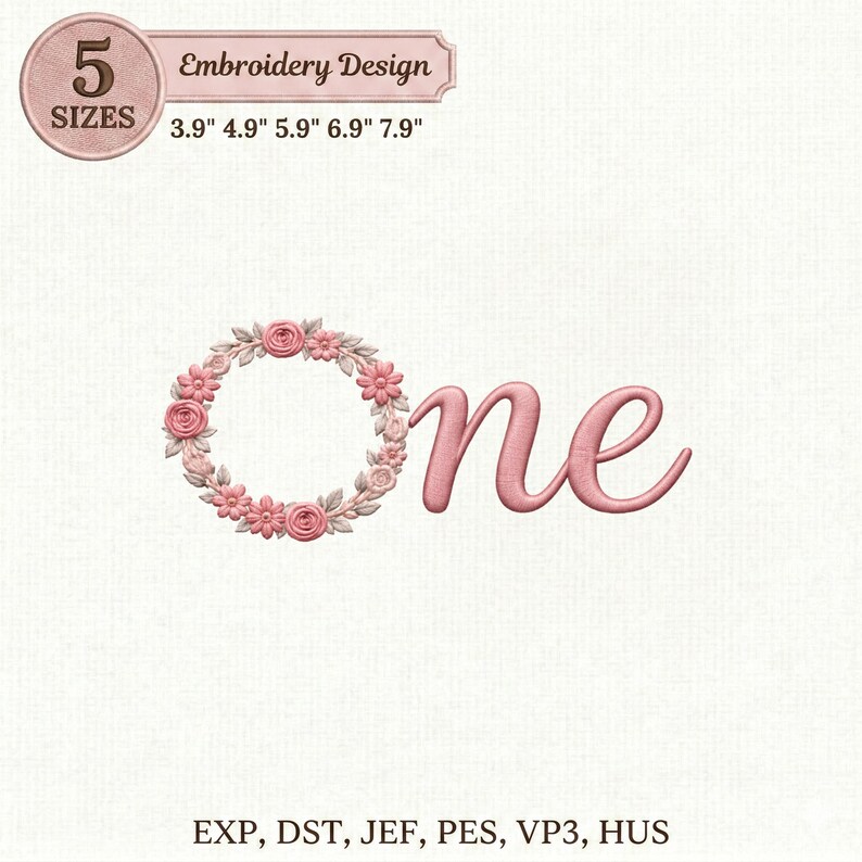 One Embroidered Floral Wreath